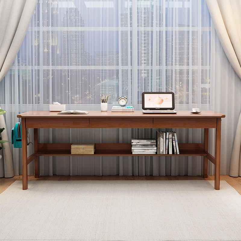 Normal Study Desk Lynard Walnut Color Solid Wood Study Desk with Drawers/Rubberwood/Long ...