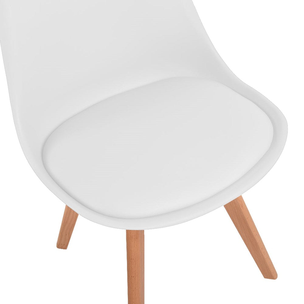 DAYO Faux Leather Seat Cushion Hard Plastic Dining Chair/Timber Legs/White
