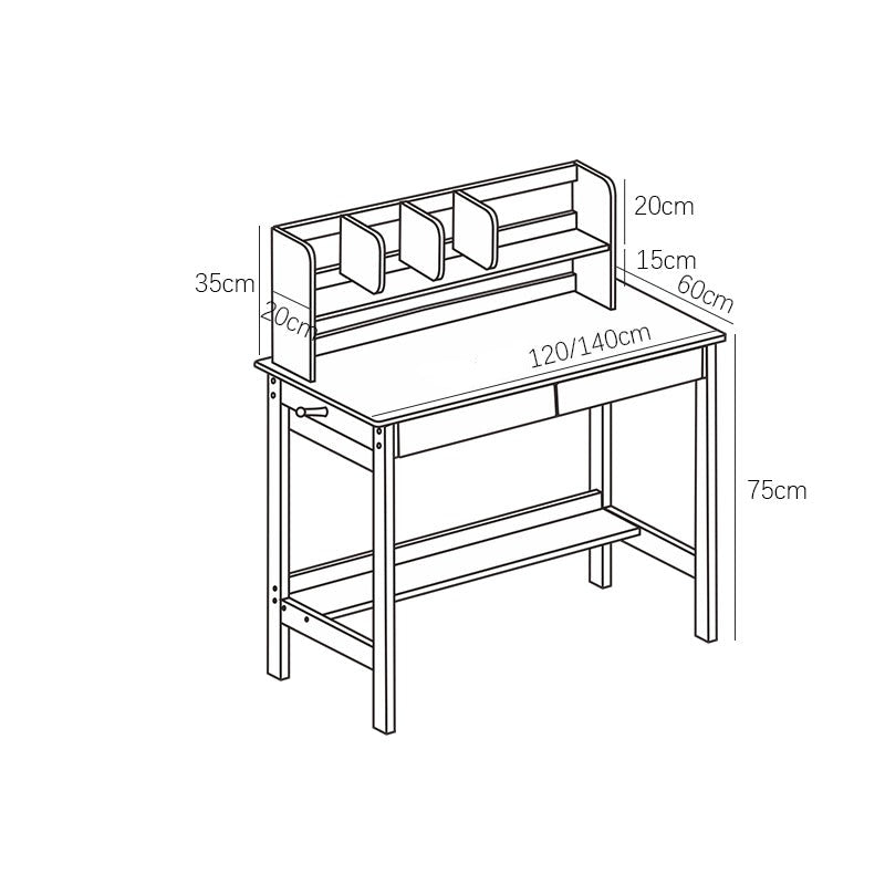 Blythe Solid Wood Study Desk with Book Shelves and Drawers/Rubberwood