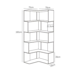 Ossab White Solid Wood Corner Shelf/Bookcase/Showcase/Rubberwood