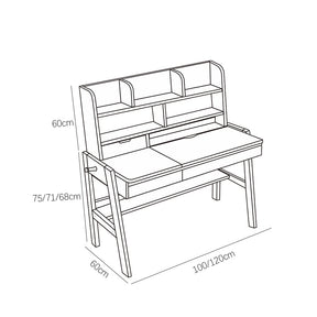 Avelinn Study Desks/Solid Wood Study Desk with Shelf/Home Office/Walnut