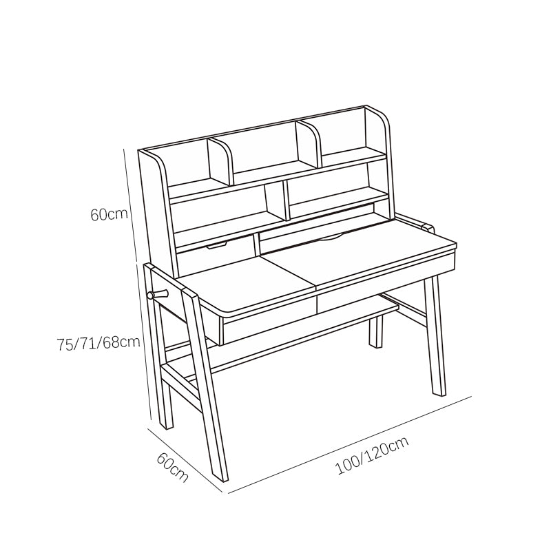 Avelinn Study Desks/Solid Wood Study Desk with Shelf/Home Office/Walnut