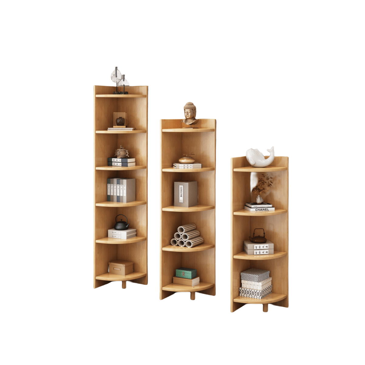 Natural Color Solid Wood Corner Shelf/ Bookcase/Showcase/1.2M/1.5M/1.8M