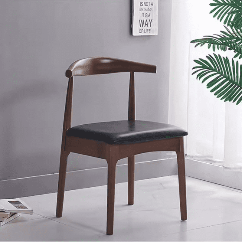 Leo Walnut Dining Chair/Solid wood legs/ PU leather/Minimalist
